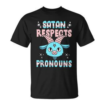 Satan Respects Pronouns Transgender Lgbtq Pride Trans Unisex T-Shirt | Mazezy