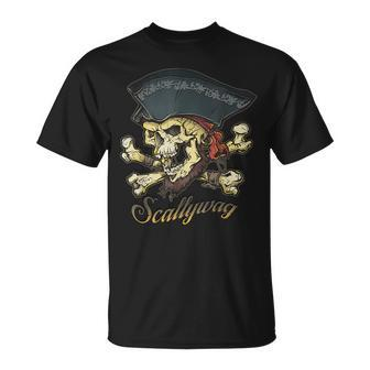 Scallywag Pirate Skull And Crossbones Jolly Roger Jolly Roger T-Shirt | Mazezy CA