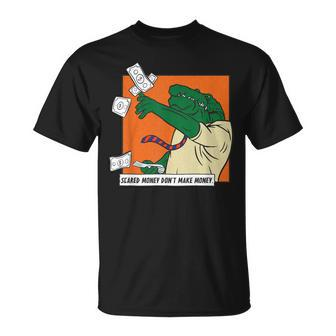 Scared Money Don't Make Money Retro Gator Comic T-Shirt | Mazezy