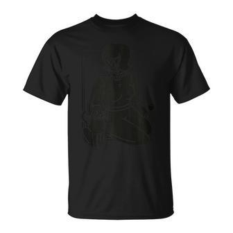 Scary Creepy Skeleton Skull Faced Woman Kitty Inspiration St Unisex T-Shirt | Mazezy