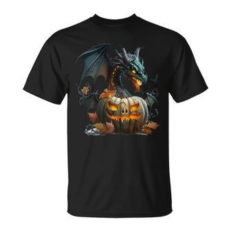 Scary Dragon Trickortreat Halloween Jackolantern Themed Unisex T-Shirt | Mazezy