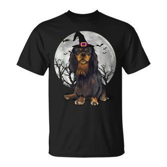 Scary English Toy Spaniel Dog Witch Hat Halloween Unisex T-Shirt | Mazezy