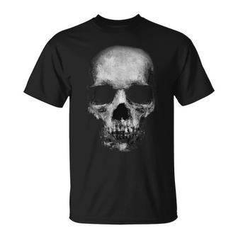 Scary Face Halloween Skull Faded Horror Creepy Spooky Halloween Skull T-Shirt | Mazezy