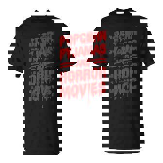 Scary Horror Movie Popcorn Pajamas And Horror Movies Scary T-Shirt | Mazezy