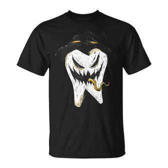 Scary Tooth Halloween T Funny Horror Spooky Th Unisex T-Shirt | Mazezy