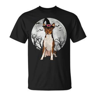 Scary Toy Fox Terrier Dog Witch Hat Halloween Unisex T-Shirt | Mazezy