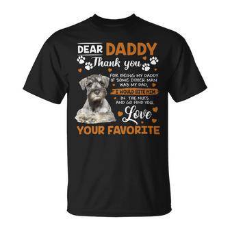 Schnauzer Dog Dear Daddy Thank You For Being My Daddy Unisex T-Shirt - Monsterry CA