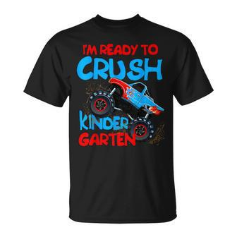 Back To School Boys First Day Of Kindergarten Monster Truck T-Shirt | Mazezy