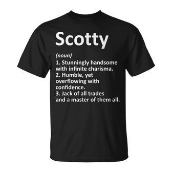 Scotty Definition Personalized Name Funny Birthday Gift Idea Unisex T-Shirt | Mazezy