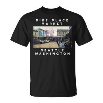 Seattle Pike Place Market Image T-Shirt | Mazezy DE