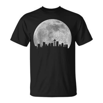 Seattle Washington Skyline Moon Pride Vintage Seattle Unisex T-Shirt | Mazezy