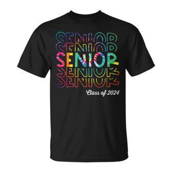 Senior 2024 Retro Tye Dye 2024 High School Graduate Class Unisex T-Shirt | Mazezy