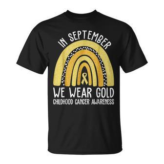 In September We Wear Gold Cool Childhood Cancer Awareness T-Shirt | Mazezy