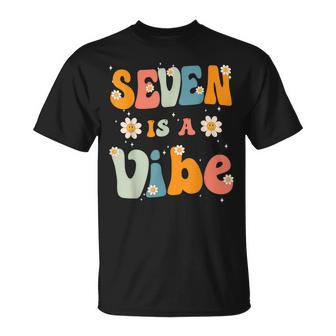 Seven Is A Vibe 7Th Birthday Party 7 Seven Year Old Kids Unisex T-Shirt - Seseable