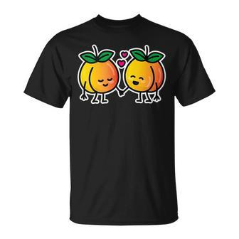 Sexting Peach Sex Dirty Lesbian Couple Lgbt Funny Gay Pride Unisex T-Shirt | Mazezy
