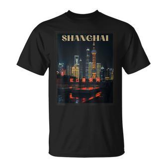 Shanghai Art China Vintage Travel Pearl Tower T-Shirt | Mazezy