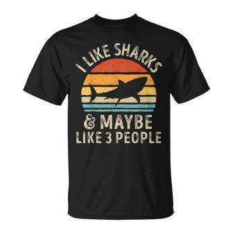 I Like Sharks And Maybe 3 People Shark Lover Retro Vintage T-Shirt | Mazezy