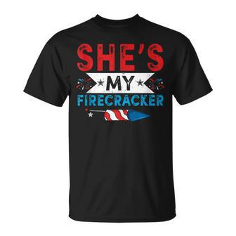 Shes My Firecracker His And Hers 4Th July Matching Couples Unisex T-Shirt | Mazezy