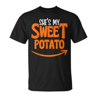 She's My Sweet Potato Yes I Yam Matching Couple Thanksgiving T-Shirt | Mazezy