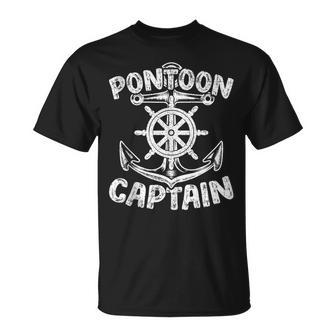 Ship Sring Wheel Anchor Pontoon Boat Pontoon Captain Unisex T-Shirt | Mazezy