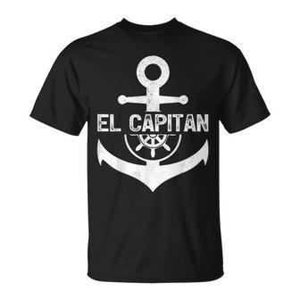 Ship Wheel Anchor El Capitan Boating Boat Captain Unisex T-Shirt | Mazezy