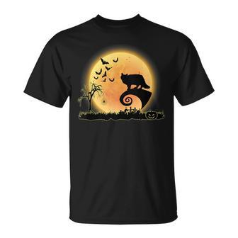 Siberian Cat Scary And Moon Funny Kitty Halloween Costume Unisex T-Shirt | Mazezy