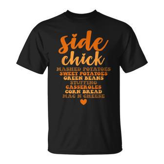 Side Chick Thanksgiving Retro Food Dishes Mac Cheese T-Shirt - Seseable