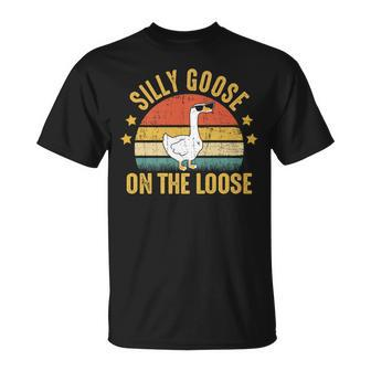 Silly Goose On The Loose Funny Vintage Goose University Unisex T-Shirt | Mazezy