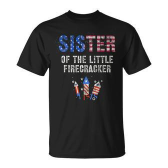 Sister Of Little Firecracker Birthday Squad 4Th July Kids Unisex T-Shirt | Mazezy CA