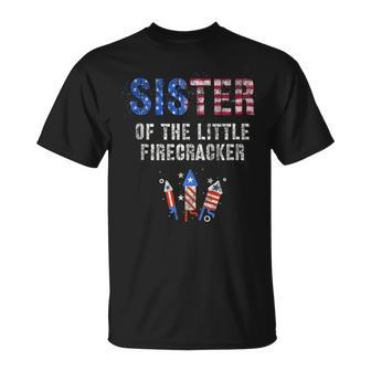 Sister Of Little Firecracker Birthday Squad 4Th July Kids Unisex T-Shirt | Mazezy CA