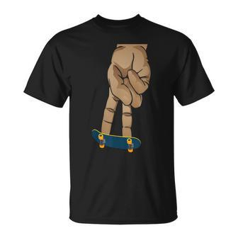 Skateboard Fingerboard Cartoon Finger Skate T-Shirt | Mazezy