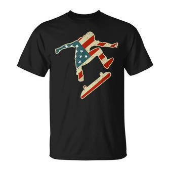 Skateboard Skating Usa American Flag Skater Skateboarding Skateboarding Funny Gifts Unisex T-Shirt | Mazezy