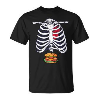 Skeleton Burger Halloween Foodie Scary Food Lover Hamburger Unisex T-Shirt | Mazezy UK
