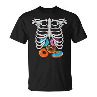 Skeleton Donuts Rib Cage Halloween Costume Cosplay T-Shirt - Thegiftio UK