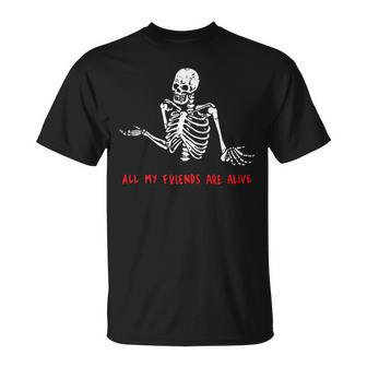 Skeleton Halloween Costume Funny Spooky Friend Squad Unisex T-Shirt | Mazezy