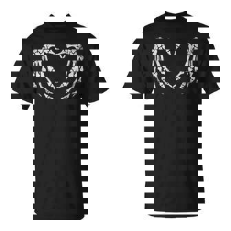 Skeleton Hand Heart Sign Vintage Halloween Costume T-Shirt - Monsterry
