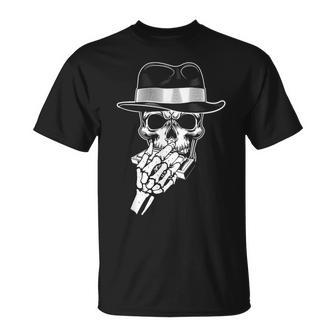 Skeleton Playing Harmonica Blues Musician Mouth Organ Player T-Shirt | Mazezy