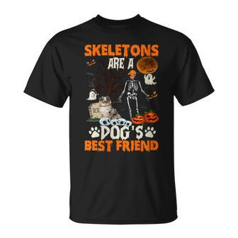 Skeletons Australian Shepherd Is Friends Funny Halloween Unisex T-Shirt | Mazezy