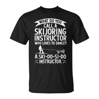 Skier Skiing Expert Skijoring Dog Skiing Lover Skijoring T-Shirt | Mazezy