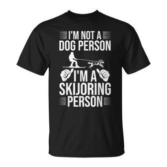 Skiing Lover Skijoring Dog Skier Skiing Expert Skijoring T-Shirt | Mazezy