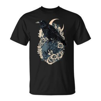 Skull Roses Cow Gothic Occult Emo Satanic Skeleton Raven Unisex T-Shirt | Mazezy