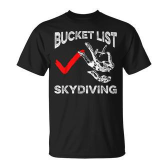 Sky Diver Bucket List Skydiving Skydiver Parachuting T-Shirt | Mazezy