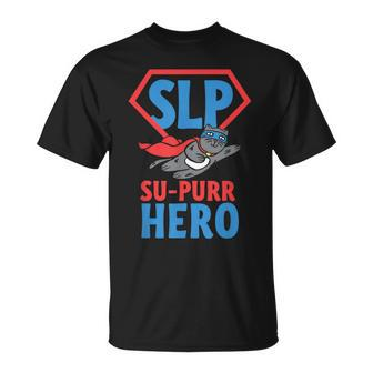 Slp Su-Purr Hero Cat Superhero Speech Therapy T-Shirt | Mazezy