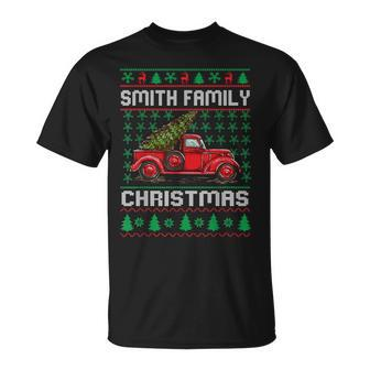 Smith Family Ugly Christmas Sweater Red Truck Xmas T-Shirt | Mazezy