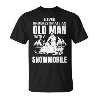 Snowmobile Never Underestimate With An Oldman Winter Sports T-Shirt - Seseable