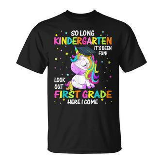 So Long Kindergarten 1St Grade Come Unicorn Graduation Girls Unisex T-Shirt - Seseable