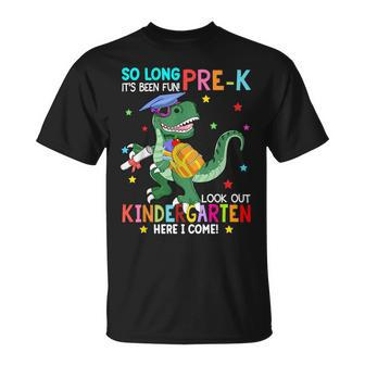 So Long Pre-K Kindergarten Here I Come Dinosaur Graduation Unisex T-Shirt | Mazezy