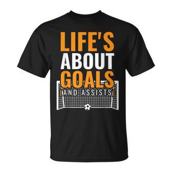 Soccer For Boys Life's About Goals Boys Soccer T-Shirt - Seseable