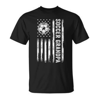 Soccer Grandpa American Flag Proud Grandpa Fathers Day T-shirt - Thegiftio UK