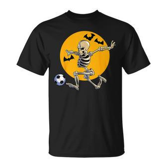 Soccer Skeleton Halloween Boys Soccer Player Halloween T-Shirt | Mazezy